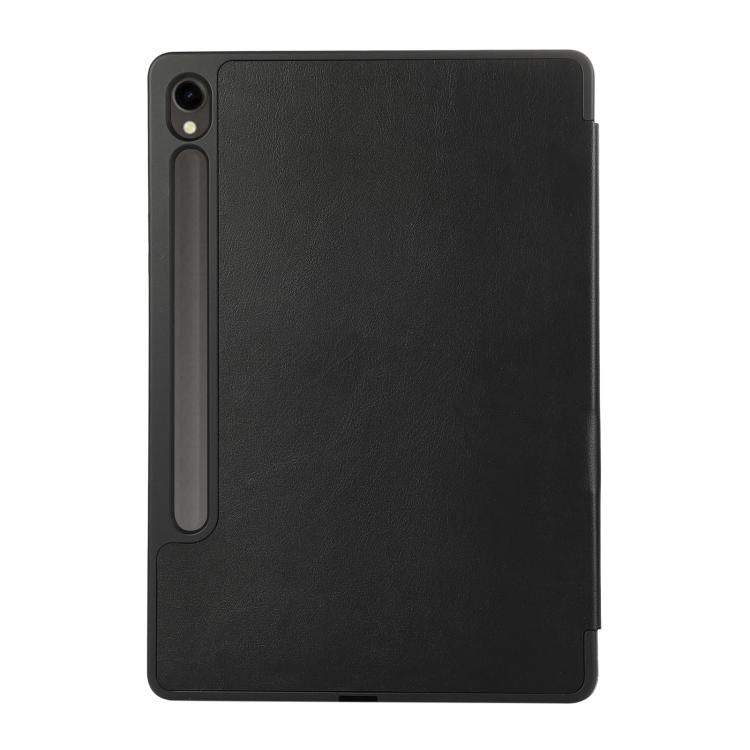For Samsung Galaxy Tab S10 FE+ 3-Fold Pure Color TPU Leather Tablet Case with Pen Slot(Black) by bashfashion