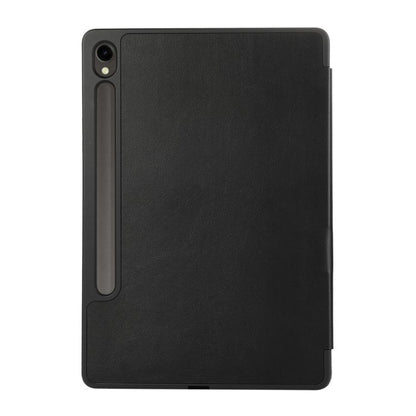 For Samsung Galaxy Tab S10 FE+ 3-Fold Pure Color TPU Leather Tablet Case with Pen Slot(Black) by bashfashion