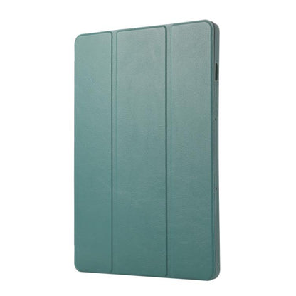 For Samsung Galaxy Tab S10 FE+ 3-Fold Pure Color TPU Leather Tablet Case with Pen Slot(Dark Green) by bashfashion