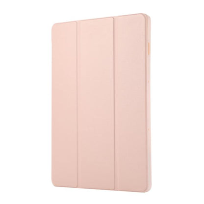 For Samsung Galaxy Tab S10 FE+ 3-Fold Pure Color TPU Leather Tablet Case with Pen Slot(Pink) by bashfashion