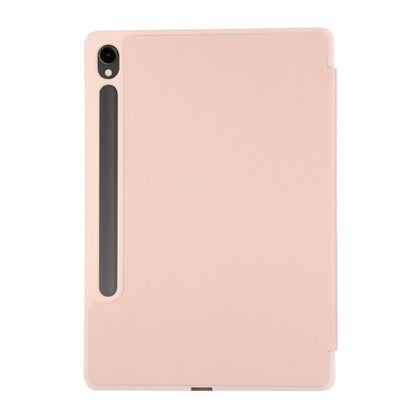 For Samsung Galaxy Tab S10 FE+ 3-Fold Pure Color TPU Leather Tablet Case with Pen Slot(Pink) by bashfashion