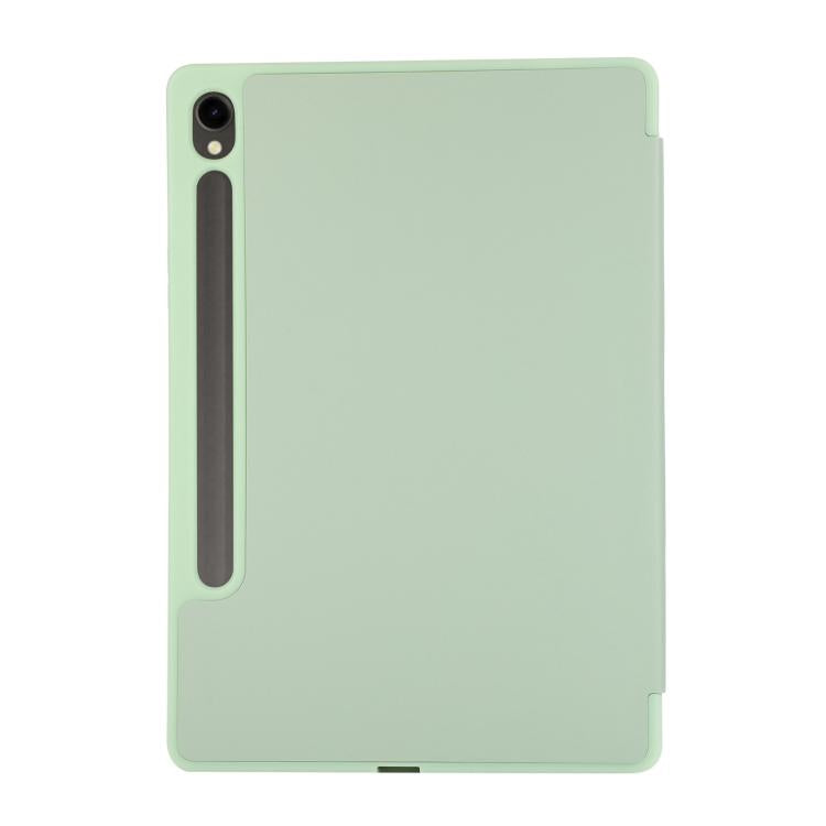 For Samsung Galaxy Tab S10 FE+ 3-Fold Pure Color TPU Leather Tablet Case with Pen Slot(Green) by bashfashion