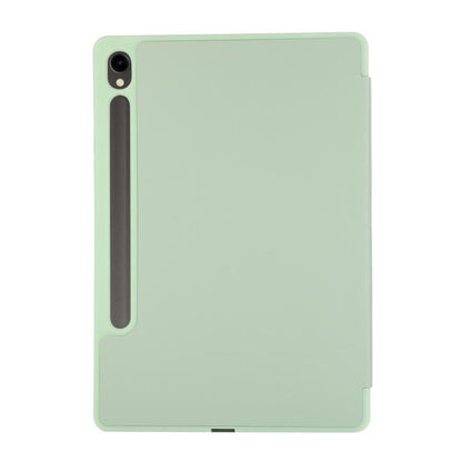 For Samsung Galaxy Tab S10 FE+ 3-Fold Pure Color TPU Leather Tablet Case with Pen Slot(Green) by bashfashion