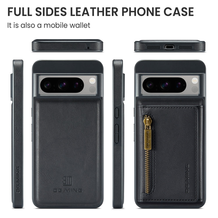 For Google Pixel 8 Pro DG.MING M5 Series Zip RFID Multi Card Detachable Leather Phone Case(Black) by DG.MING