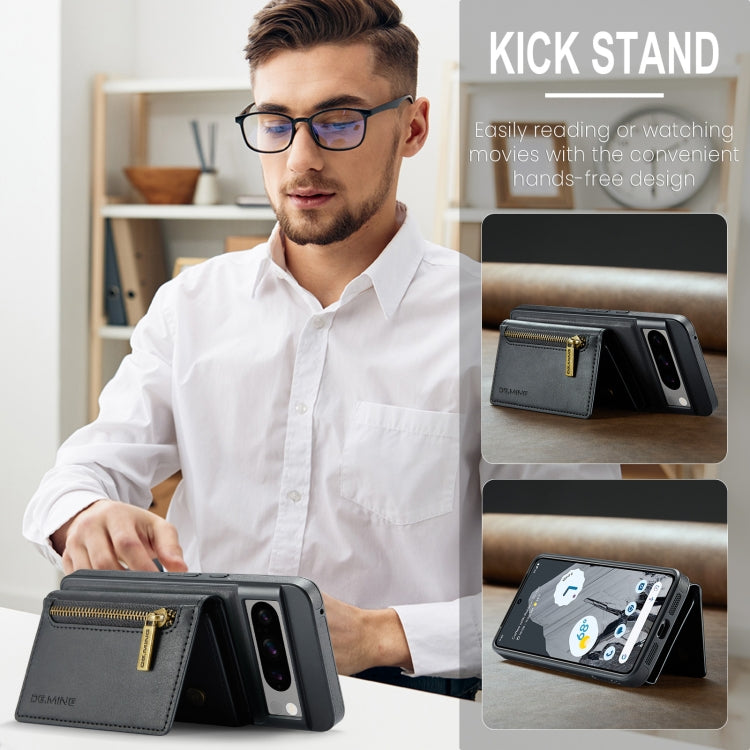 For Google Pixel 8 Pro DG.MING M5 Series Zip RFID Multi Card Detachable Leather Phone Case(Black) by DG.MING