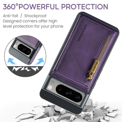 For Google Pixel 8 Pro DG.MING M5 Series Zip RFID Multi Card Detachable Leather Phone Case(Purple) by DG.MING
