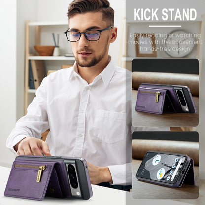 For Google Pixel 8 Pro DG.MING M5 Series Zip RFID Multi Card Detachable Leather Phone Case(Purple) by DG.MING