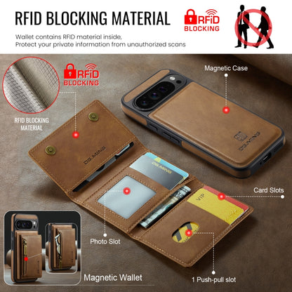 For Google Pixel 9 Pro XL DG.MING M5 Series Zip RFID Multi Card Detachable Leather Phone Case(Brown) by DG.MING