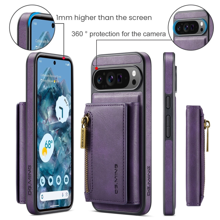 For Google Pixel 9 Pro XL DG.MING M5 Series Zip RFID Multi Card Detachable Leather Phone Case(Purple) by DG.MING