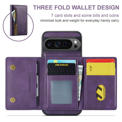 For Google Pixel 9 Pro XL DG.MING M5 Series Zip RFID Multi Card Detachable Leather Phone Case(Purple) by DG.MING
