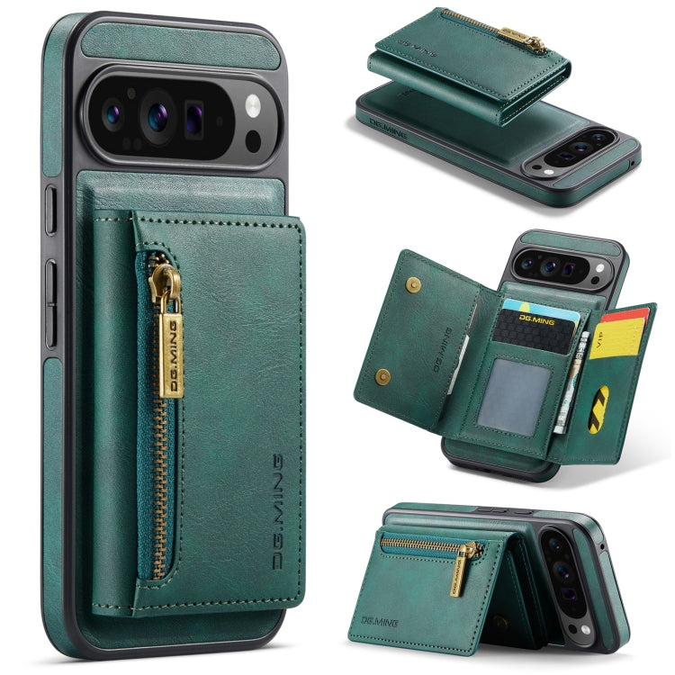 For Google Pixel 9 Pro XL DG.MING M5 Series Zip RFID Multi Card Detachable Leather Phone Case(Green) by DG.MING