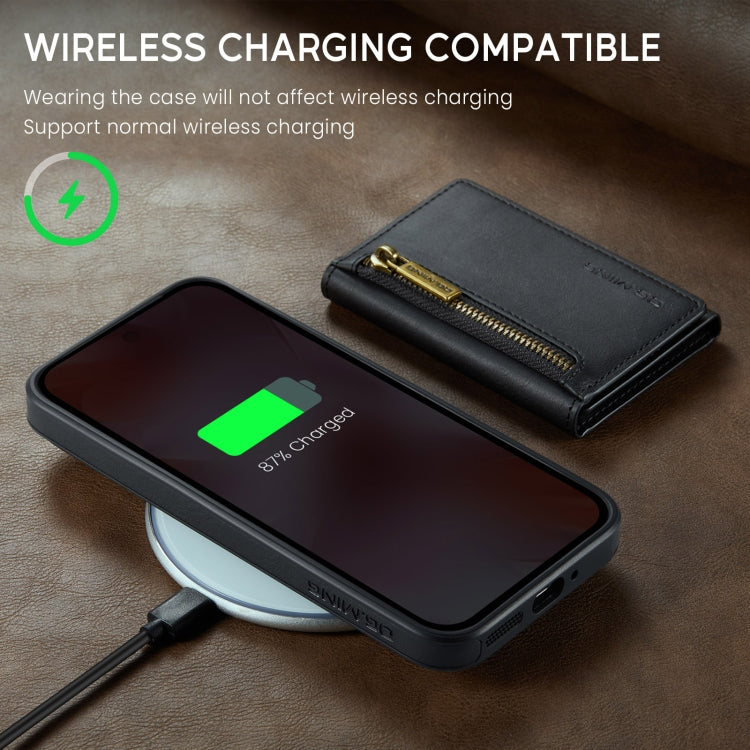 For Google Pixel 9 / 9 Pro DG.MING M5 Series Zip RFID Multi Card Detachable Leather Phone Case(Black) by DG.MING