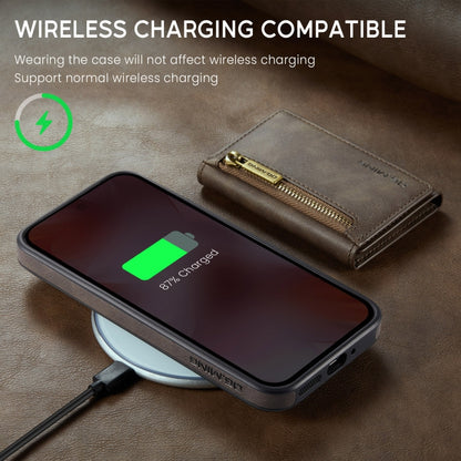 For Google Pixel 9 / 9 Pro DG.MING M5 Series Zip RFID Multi Card Detachable Leather Phone Case(Coffee) by DG.MING