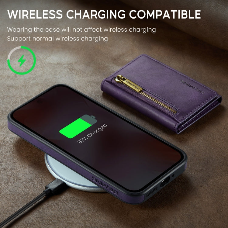 For Google Pixel 9 / 9 Pro DG.MING M5 Series Zip RFID Multi Card Detachable Leather Phone Case(Purple) by DG.MING