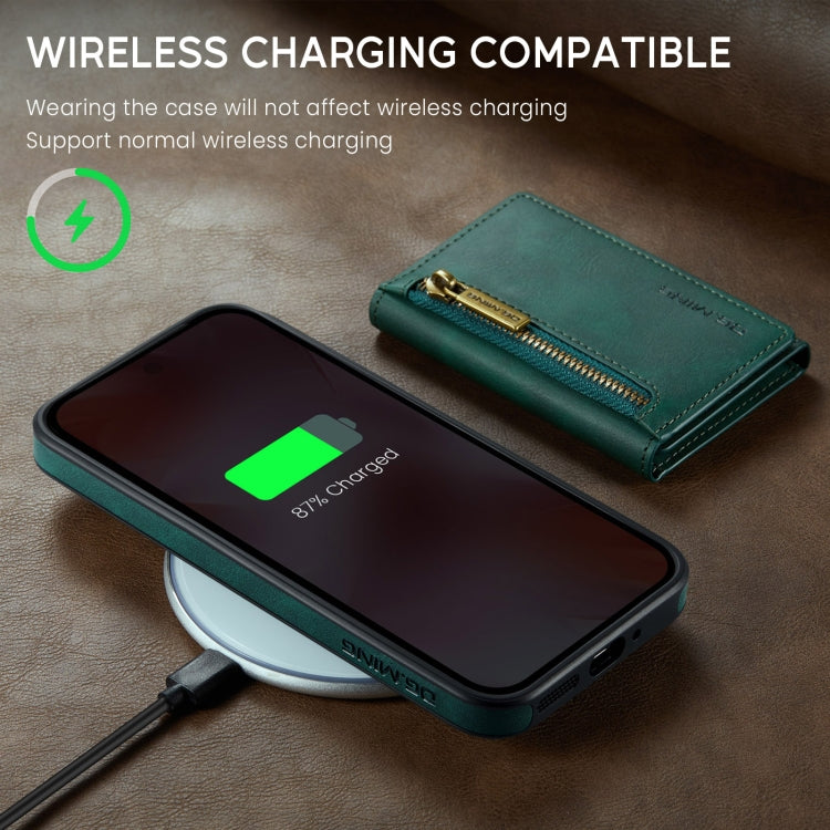 For Google Pixel 9 / 9 Pro DG.MING M5 Series Zip RFID Multi Card Detachable Leather Phone Case(Green) by DG.MING