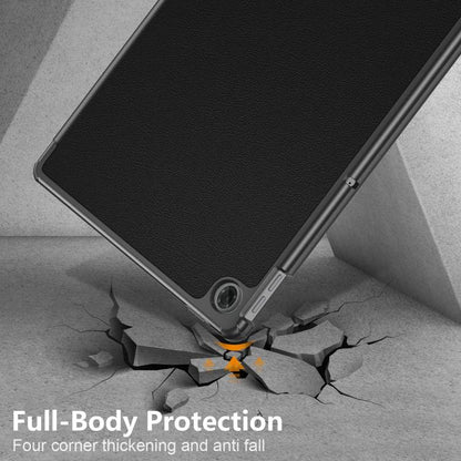 For Lenovo Tab 10.1 2025 Custer Texture 3-Fold Holder Leather Smart Tablet Case(Black) by bashfashion