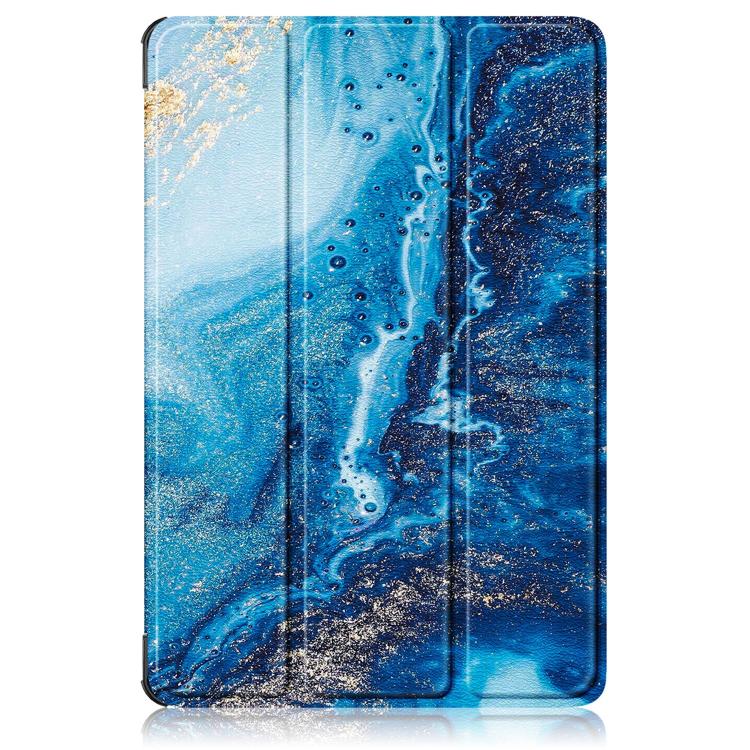 For Lenovo Tab 10.1 2025 Custer Painted 3-Fold Holder Leather Smart Tablet Case(Waves) by bashfashion