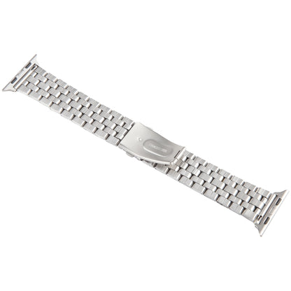 For Apple Watch Series 7 41mm 22mm Ultra-thin Five Beads Stainless Steel Watch Band(Silver Gold) by bashfashion