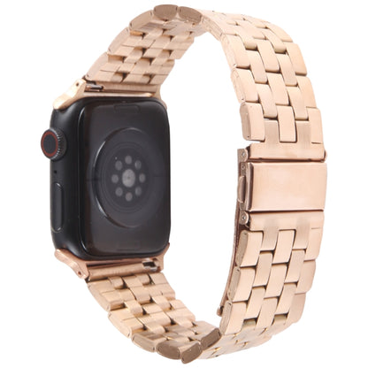 For Apple Watch Series 7 45mm 22mm Ultra-thin Five Beads Stainless Steel Watch Band(Rose Gold) by bashfashion