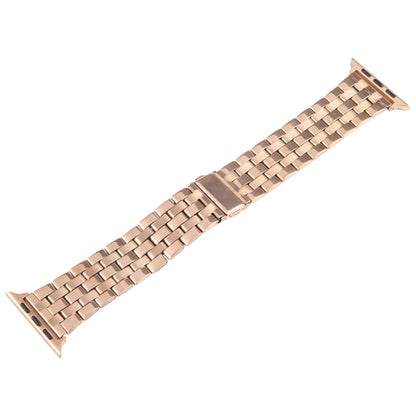 For Apple Watch SE 40mm 22mm Ultra-thin Five Beads Stainless Steel Watch Band(Rose Gold) by bashfashion
