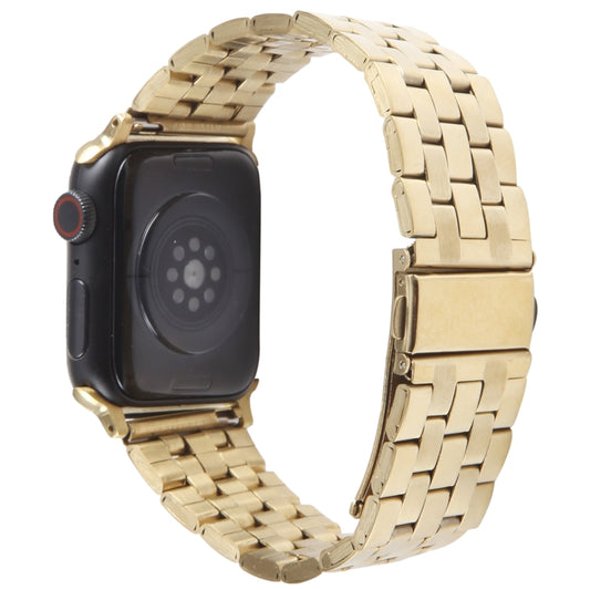 For Apple Watch SE 40mm 22mm Ultra-thin Five Beads Stainless Steel Watch Band(Gold) by bashfashion