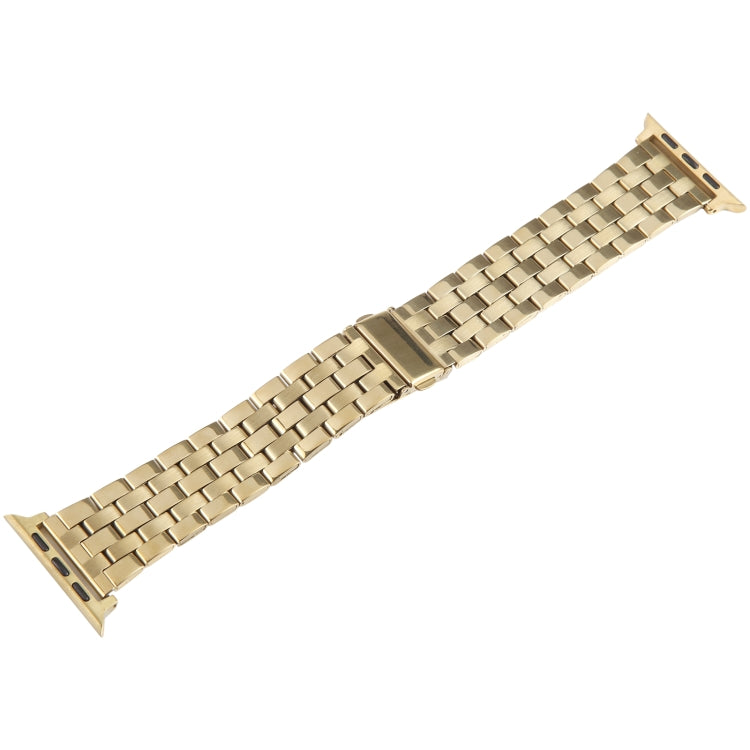 For Apple Watch Series 6 44mm 22mm Ultra-thin Five Beads Stainless Steel Watch Band(Gold) by bashfashion