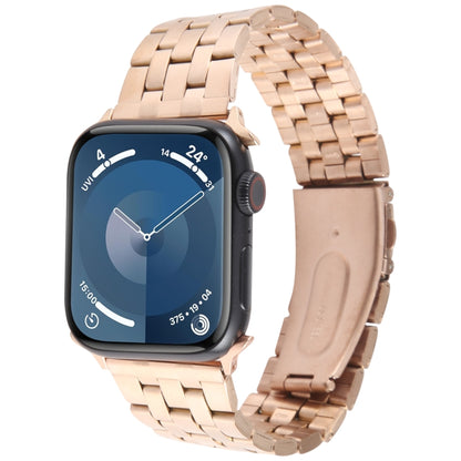 For Apple Watch Series 3 38mm 22mm Ultra-thin Five Beads Stainless Steel Watch Band(Rose Gold) by bashfashion