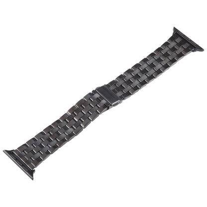 For Apple Watch 42mm 22mm Ultra-thin Five Beads Stainless Steel Watch Band(Black) by bashfashion