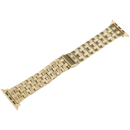 For Apple Watch 38mm 22mm Ultra-thin Five Beads Stainless Steel Watch Band(Gold) by bashfashion