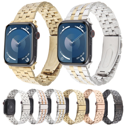 For Apple Watch SE 44mm 22mm Ultra-thin Five Beads Stainless Steel Watch Band(Silver) by bashfashion