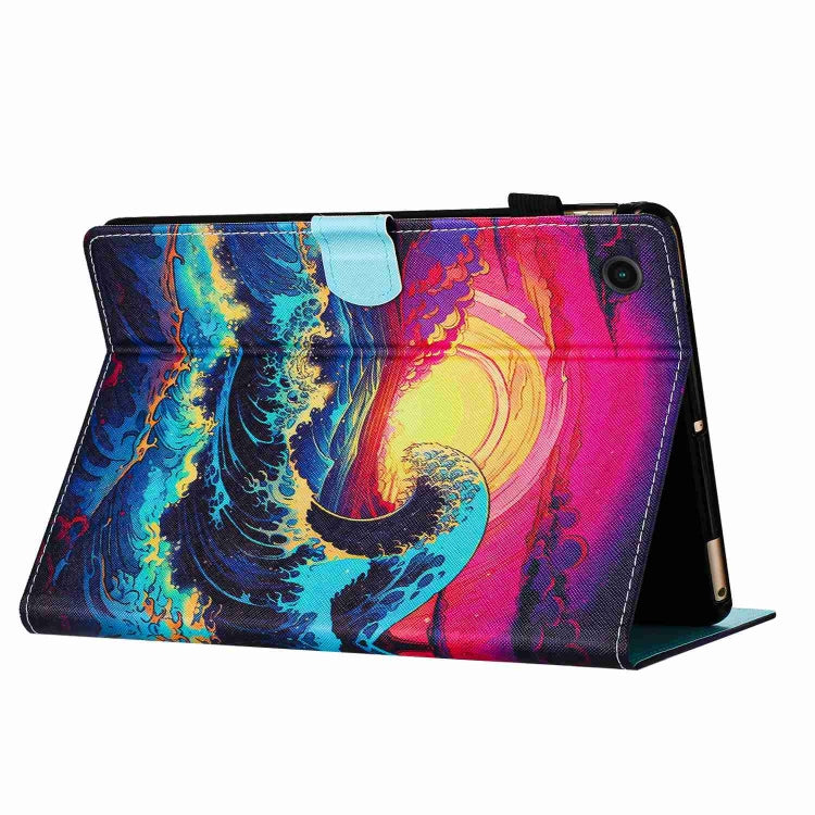 For Lenovo Tab M10 3rd Gen Painted Pattern Stitching Smart Leather Tablet Case(Waves) by bashfashion