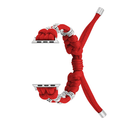 For Apple Watch Ultra 2 49mm Chrysanthemum Beads Paracord Braided Watch Band(Red) by bashfashion