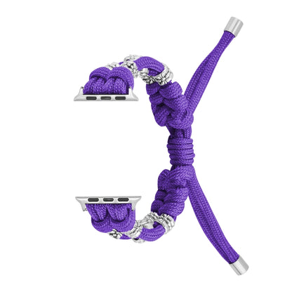 For Apple Watch Ultra 49mm Chrysanthemum Beads Paracord Braided Watch Band(Purple) by bashfashion