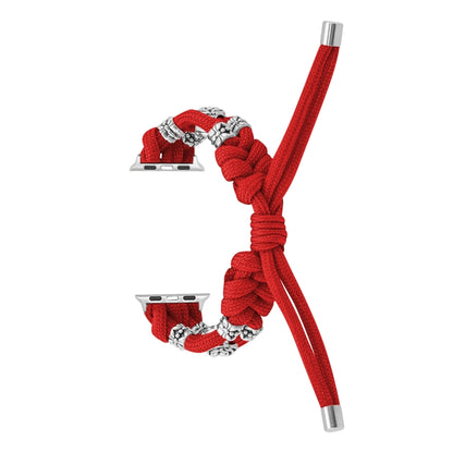 For Apple Watch Ultra 49mm Chrysanthemum Beads Paracord Braided Watch Band(Red) by bashfashion