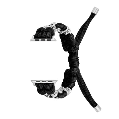 For Apple Watch Series 2 38mm Chrysanthemum Beads Paracord Braided Watch Band(Black) by bashfashion