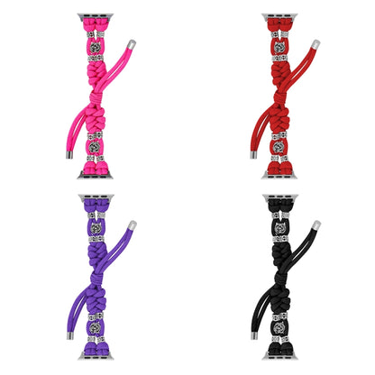 For Apple Watch Ultra 49mm Chrysanthemum Beads Paracord Braided Watch Band(Red) by bashfashion