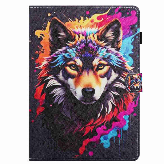 For Samsung Galaxy Tab A11+ / A9+ Painted Pattern Stitching Smart Leather Tablet Case(Colorful Wolf) by bashfashion