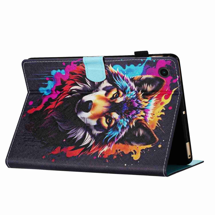 For Samsung Galaxy Tab A11+ / A9+ Painted Pattern Stitching Smart Leather Tablet Case(Colorful Wolf) by bashfashion