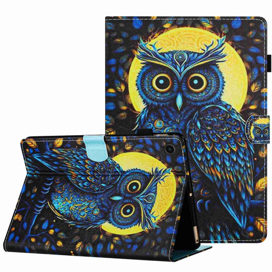 For Samsung Galaxy Tab A11 / A9 Painted Pattern Stitching Smart Leather Tablet Case(Moonlight Eagle) by bashfashion