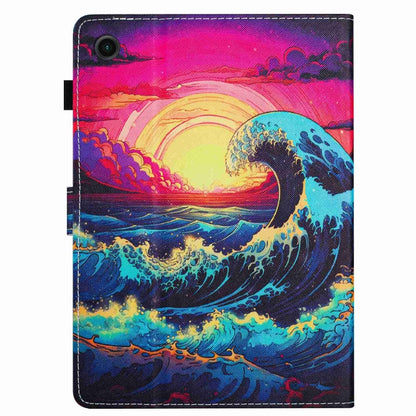 For Samsung Galaxy Tab A8 10.5 Painted Pattern Stitching Smart Leather Tablet Case(Waves) by bashfashion