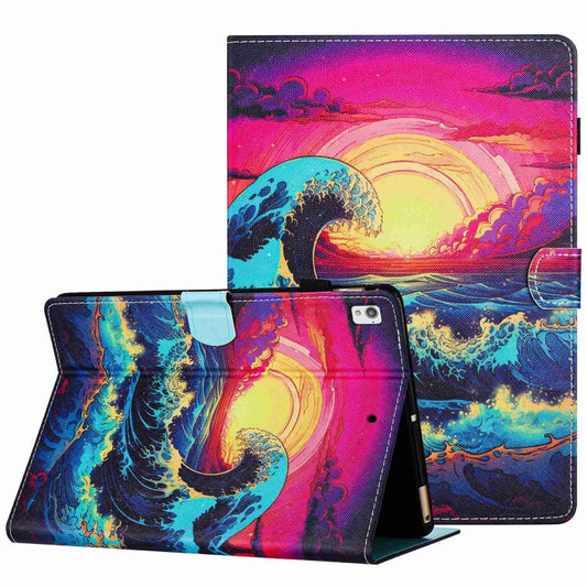 For Samsung Galaxy Tab A7 2020 T500 Painted Pattern Stitching Smart Leather Tablet Case(Waves) by bashfashion