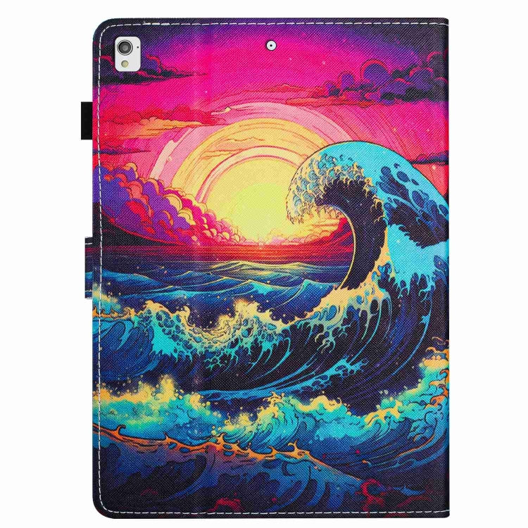 For Samsung Galaxy Tab A7 2020 T500 Painted Pattern Stitching Smart Leather Tablet Case(Waves) by bashfashion