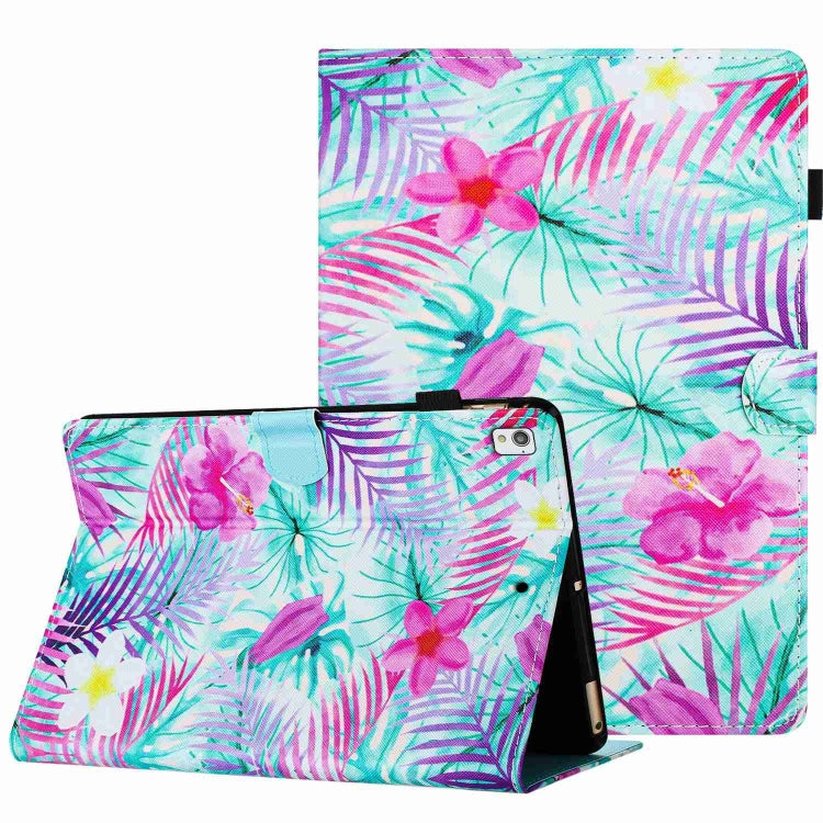 For Samsung Galaxy Tab A7 2020 T500 Painted Pattern Stitching Smart Leather Tablet Case(Bougainvillea) by bashfashion