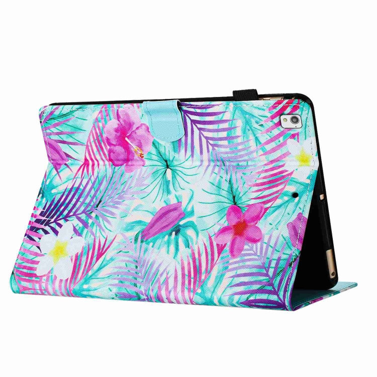 For Samsung Galaxy Tab A7 2020 T500 Painted Pattern Stitching Smart Leather Tablet Case(Bougainvillea) by bashfashion