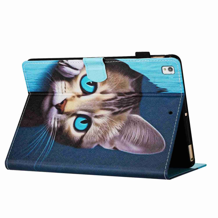 For Samsung Galaxy Tab A7 2020 T500 Painted Pattern Stitching Smart Leather Tablet Case(Blue Cat) by bashfashion