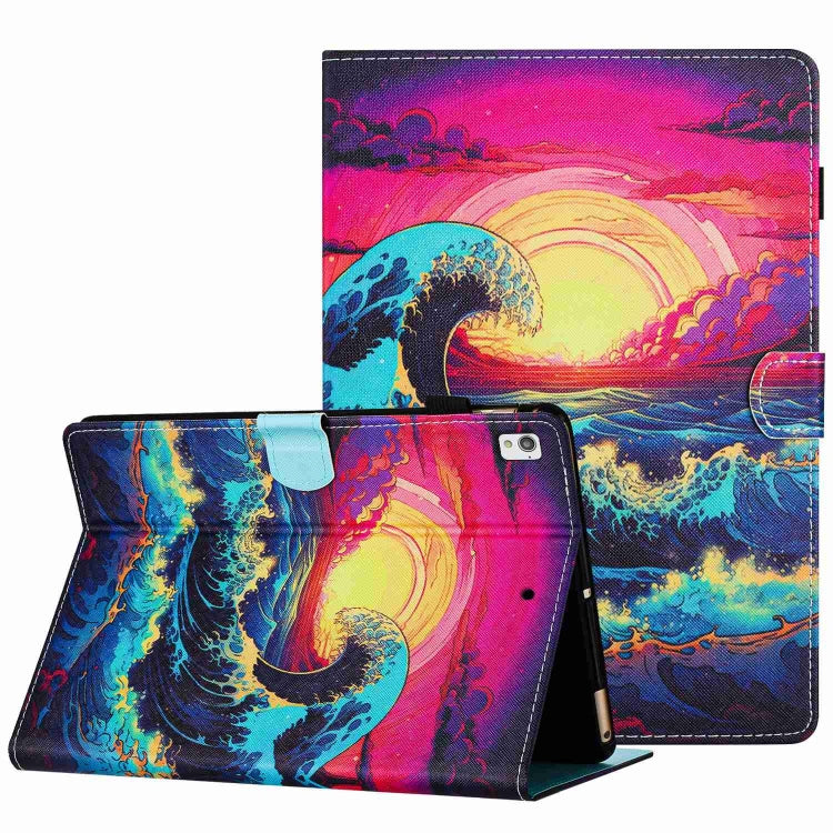 For Samsung Galaxy Tab S6 Lite P610 Painted Pattern Stitching Smart Leather Tablet Case(Waves) by bashfashion