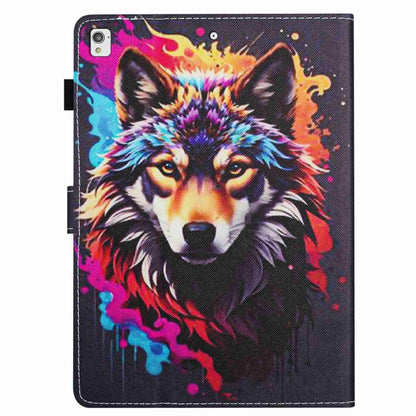 For Samsung Galaxy Tab S6 Lite P610 Painted Pattern Stitching Smart Leather Tablet Case(Colorful Wolf) by bashfashion