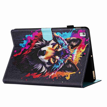 For Samsung Galaxy Tab S6 Lite P610 Painted Pattern Stitching Smart Leather Tablet Case(Colorful Wolf) by bashfashion