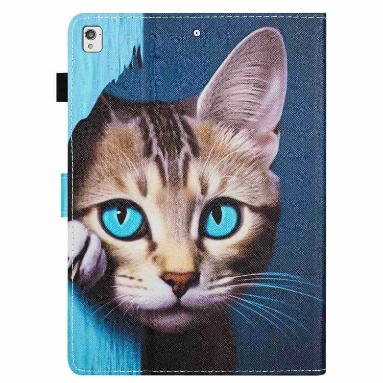 For Samsung Galaxy Tab S6 Lite P610 Painted Pattern Stitching Smart Leather Tablet Case(Blue Cat) by bashfashion