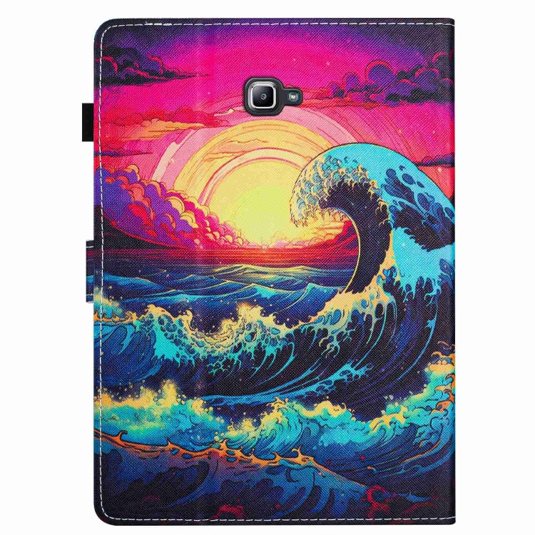 For Samsung Galaxy Tab A 10.1 T580 Painted Pattern Stitching Smart Leather Tablet Case(Waves) by bashfashion